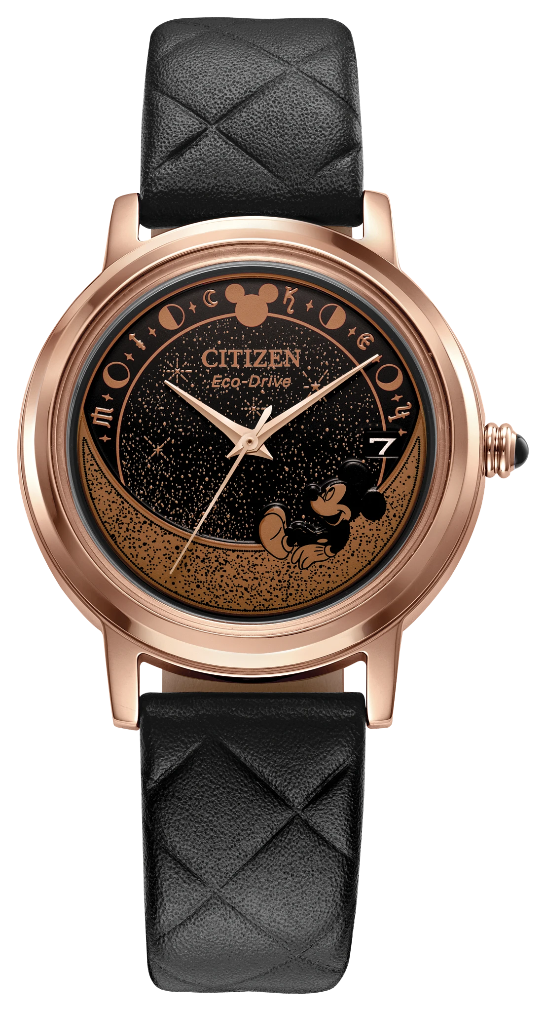 Celestial Mickey Black Dial Leather Strap FE6098-08W | CITIZEN
